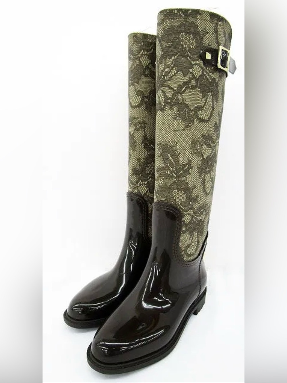 Valentino Garavani Regina Regis Lace Print Rain Boots Black EU 36 US 6 - Picture 2 of 7